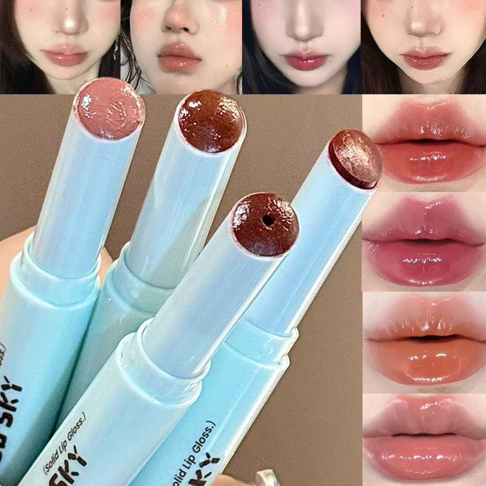 4 Colors Solid Lip Gloss Stick Mint Non-Sticky Glass Shine Lip Balm Hydrating Water Light Lipstick Tint Natural Look MakeupT251110