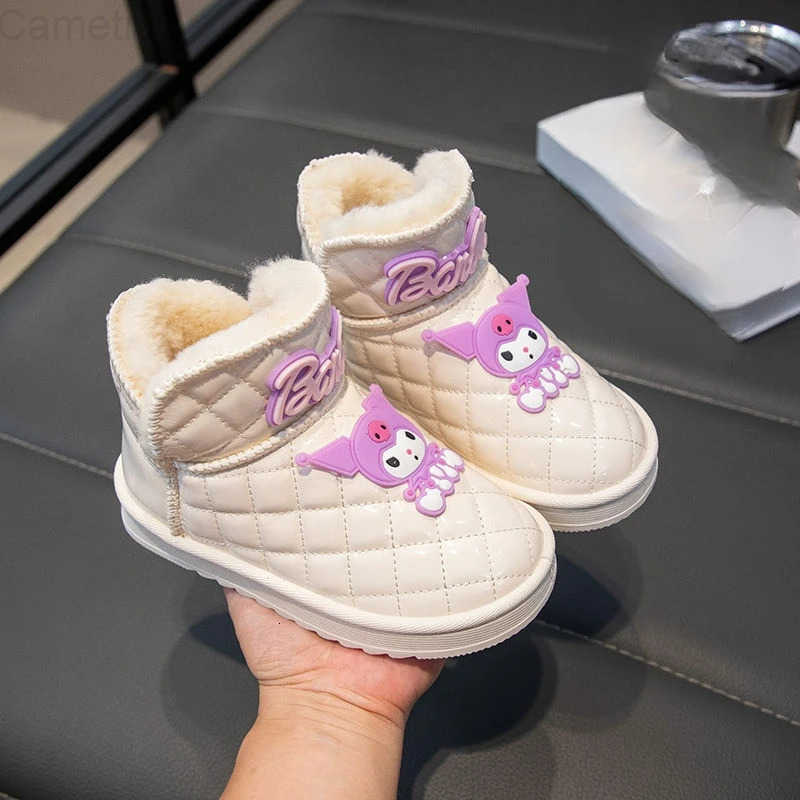 Sanrio KidsCasual Shoes Boots Cartoon PU Leather Winter Outdoor Sports Shoes For Girls Keep Warm Anti-slip Black Pink Size 26-37 H251110