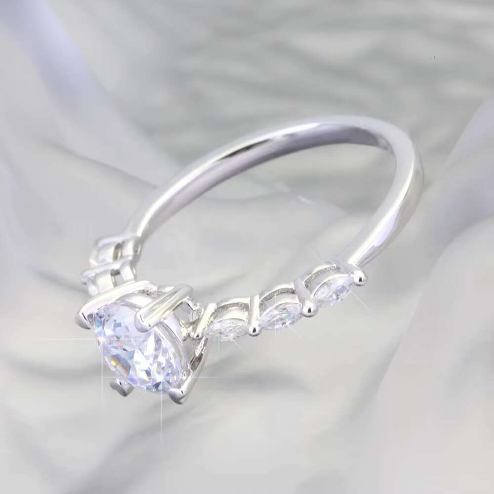 High Quality Round Marquise Zircon Moissanite 925 Sterling Silver Rings Micro Insert Zircon Rings for Anniversaries and Parties