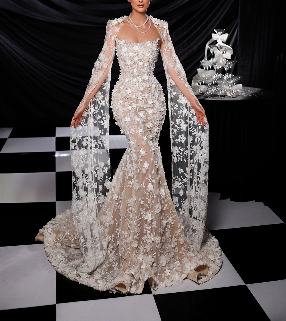 Luxury Wedding Dresses Mermaid Strapless Appliques Crystals Backless Bridal Gowns Customized Vestido de novia