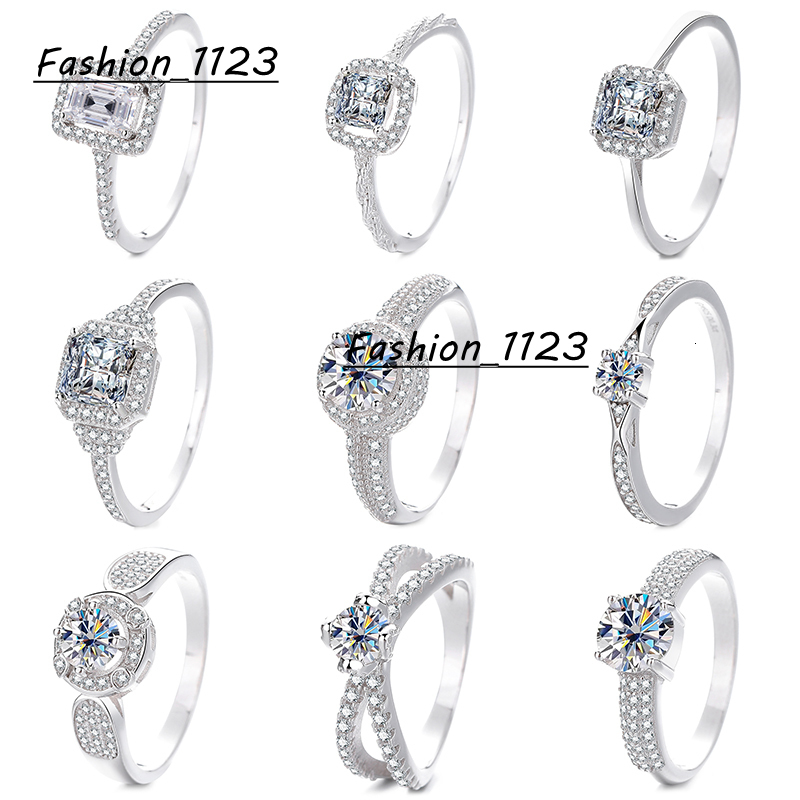 Romantic Womens Engagement Ring Quality High Moissanite D VVS Brilliant Cut 925 Sterling Silver Wholesale Jewelry for Weddings