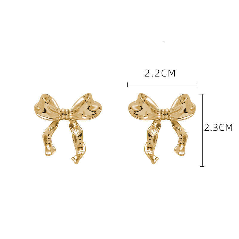 European and American Cross-Border Bowknot Earrings for Women, Niche Design, Sweet Cool Simple Style, Personality Stud Earrings, Fashionable Versatile