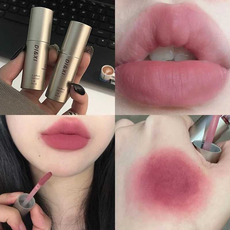 6 Colors Silky Velvet Matte Lipgloss Waterproof Non-Stick Cup No Fade Lip Glaze Low-saturation Gray Pink Liquid Lipstick MakeupT251110