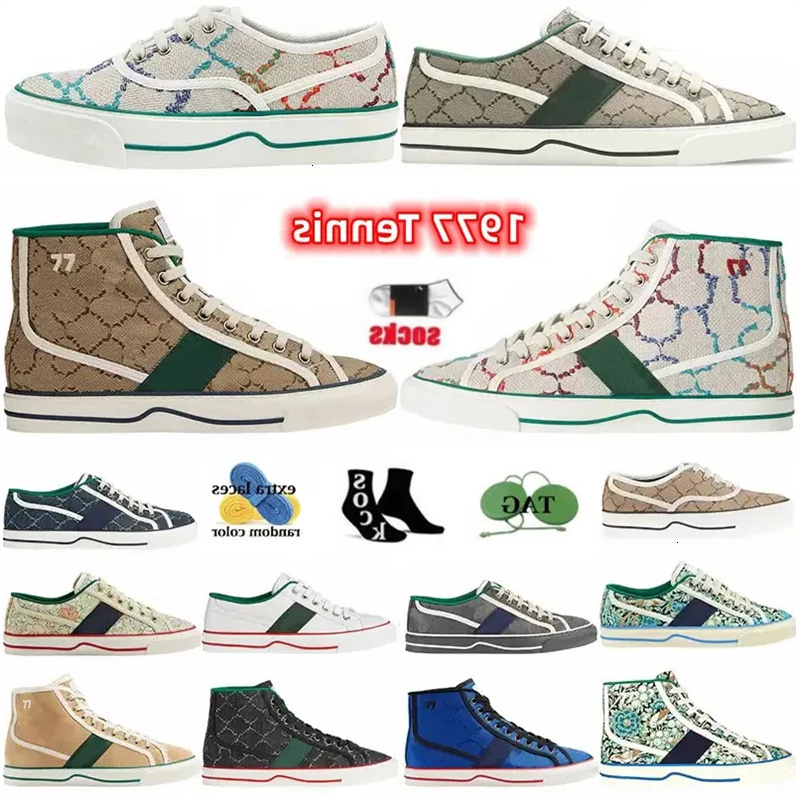 Designer Sneakers Shoes Designers Tennis gucciis guccis gg 1977 Canvas Casual shoes Womens Luxurys Embroidered Italy Green Red Beige Web Str td Z1BI