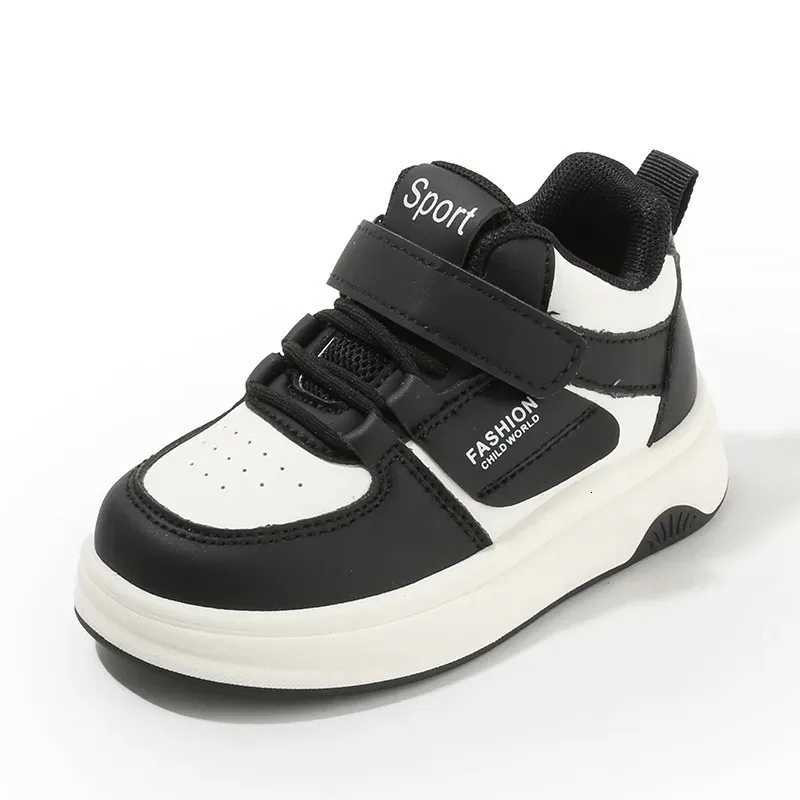 Children Spring Autumn Velcro White Shoes Color Blocking Non Slip High Top Boys New Soft Soled Sneakers Girls Casual Board ShoesT251110