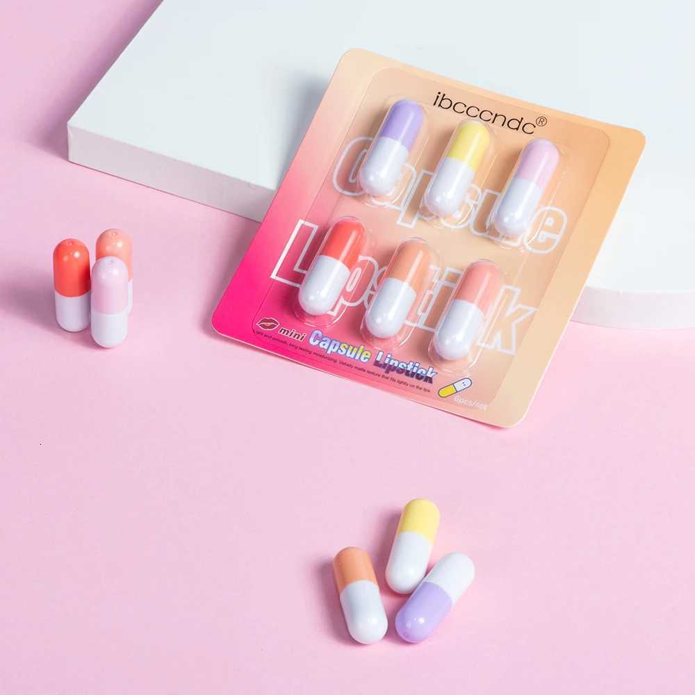 6Pcs/Set Mini Capsule Lipstick Waterproof Long-Lasting Moisturizing Non-stick Cup Carry Pill Lipstick Kit Lips Makeup For WomenT251110