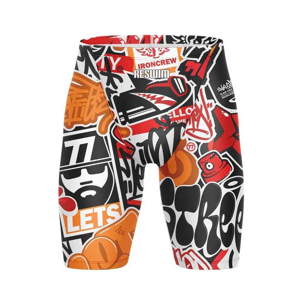 Summer Fun Swimming Jammer Swimsuit Shorts Mens Endurance Exercise Training Swimsuit Quick Drying Swimsuit Beach Tight ShortsW250410