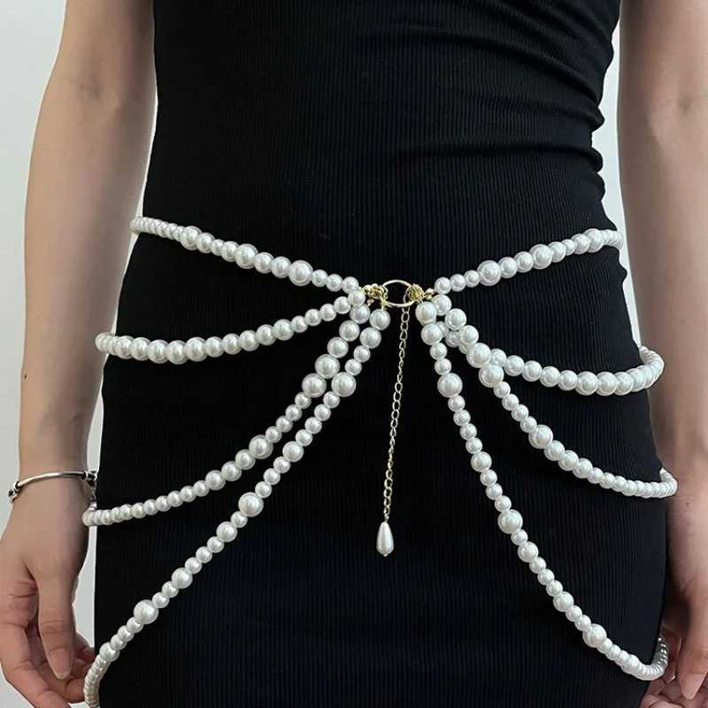 Modern Jewelry Sweet Korean Temperature Simulated Pearl Body Chain Used for Wenfen Gifts Popa Accessories Hot S X250410
