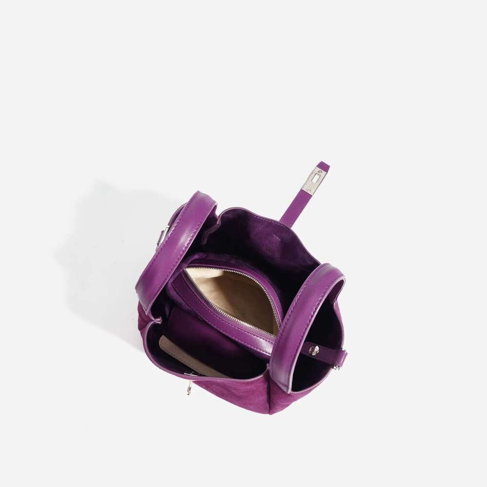 Fall And Winter 2025 New High-End Suede Leather Shoulder Bag Cowhide Basket Handbag Simple Commuter Versatile Crossbody Bags