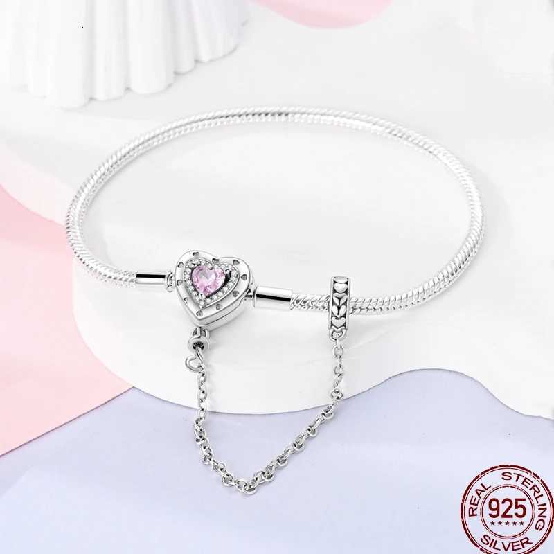 Original Bracelets 925 Silver 17-20CM Heart Safety 3mm Chain Snake Bone Bracelet Fit DIY Charms Bead Birthday Jewelry GiftsT251110