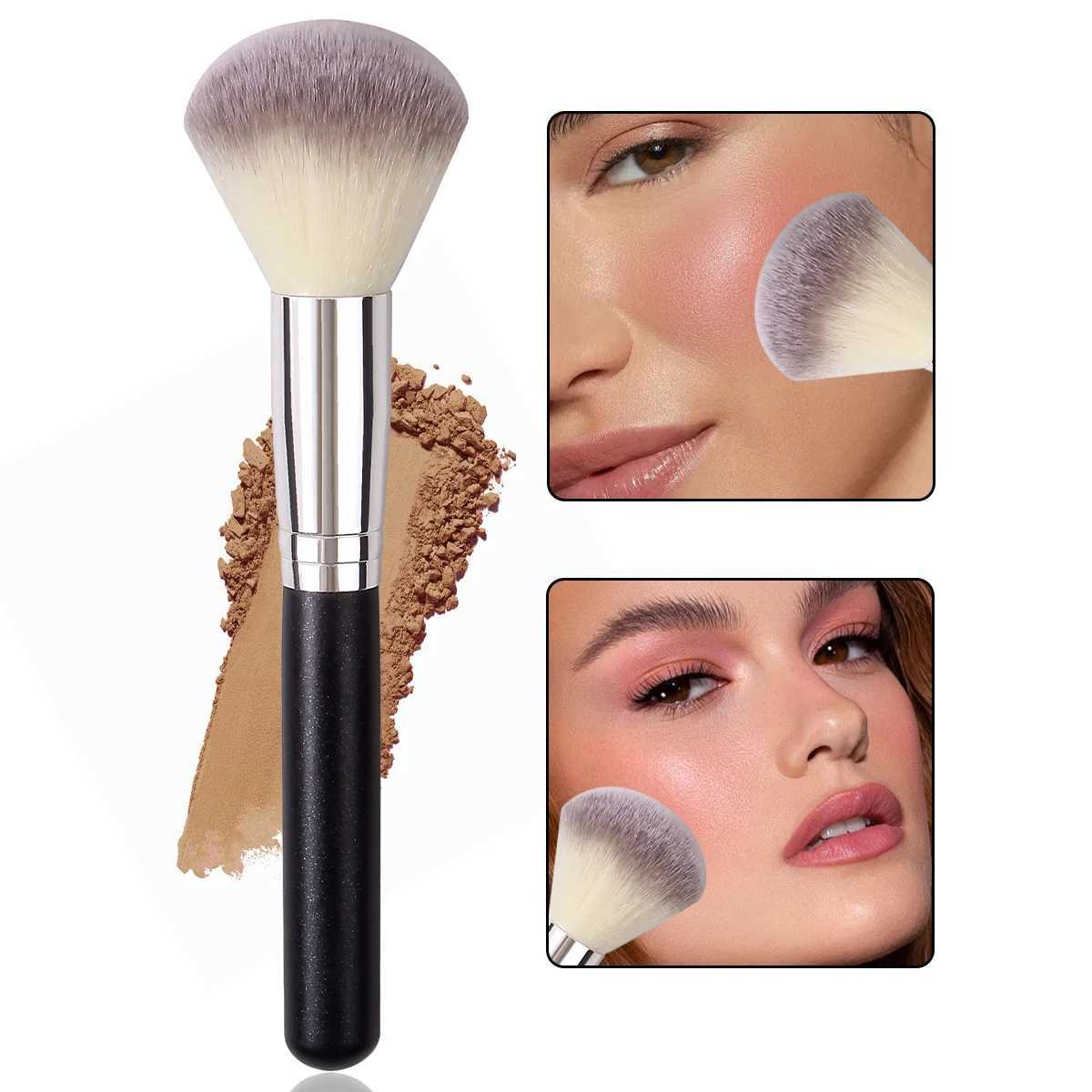 Multi-functional three-color bristle blush brush contouring brush synthetic fiber wooden handle professional makeup brush L251110
