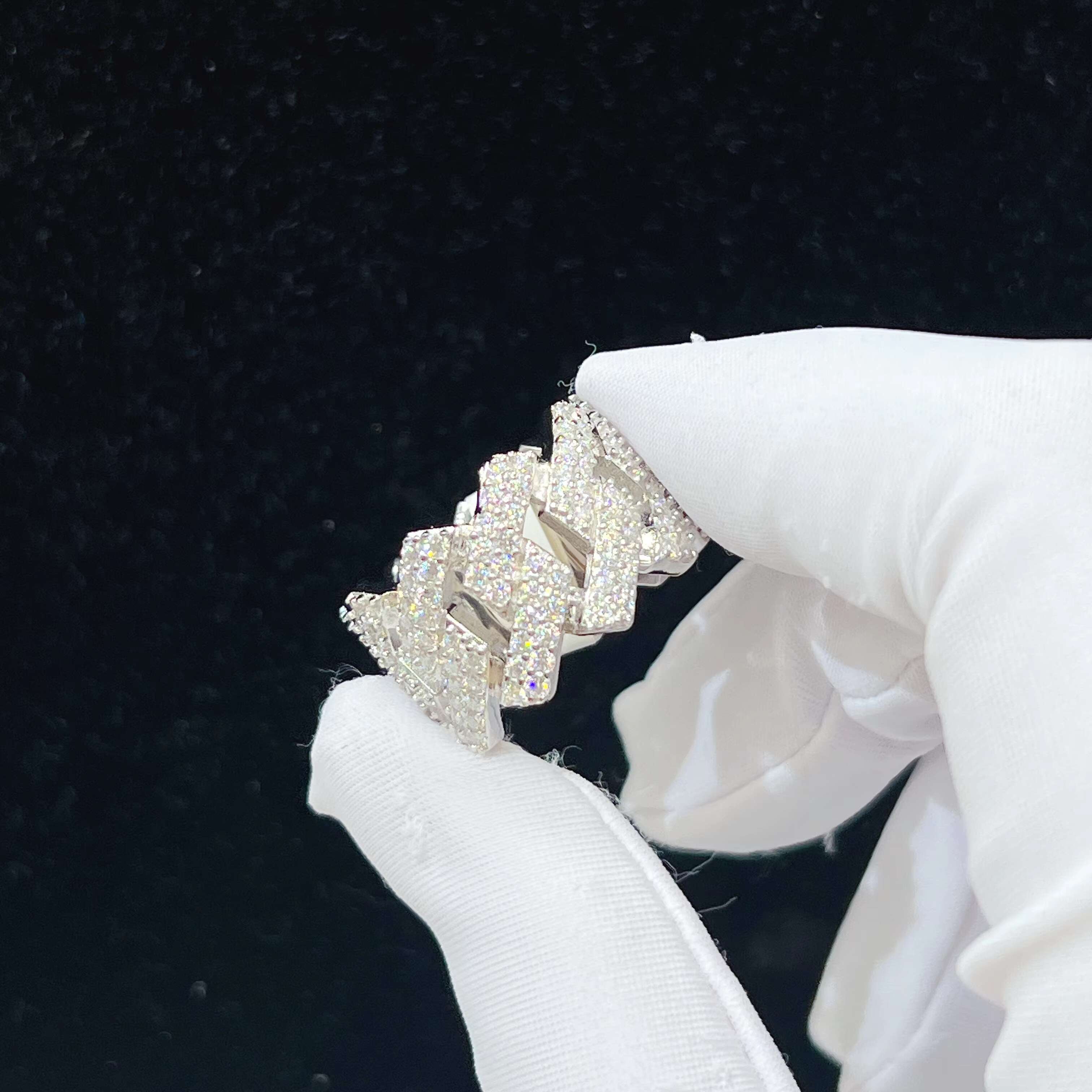 Fine Luxury Moissanite Jewelry Iced Out Diamond Rings Sterling Silver 925 VVS Diamond Hip Hop Rings