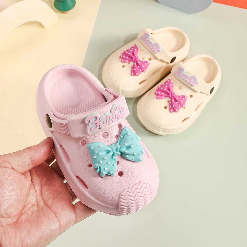 Summer childrens sandals with holes soft and non slip slider cute bow DIY design shower head girls sandals Z250410