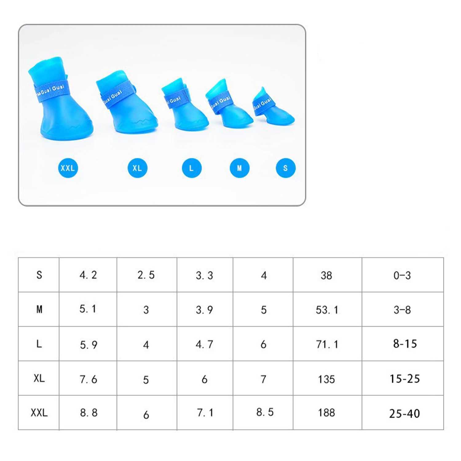 Pet dog waterproof and rainproof boots anti slip shoes rubber boots suitable for small medium and large outdoor cat and dog rain boots T2504010