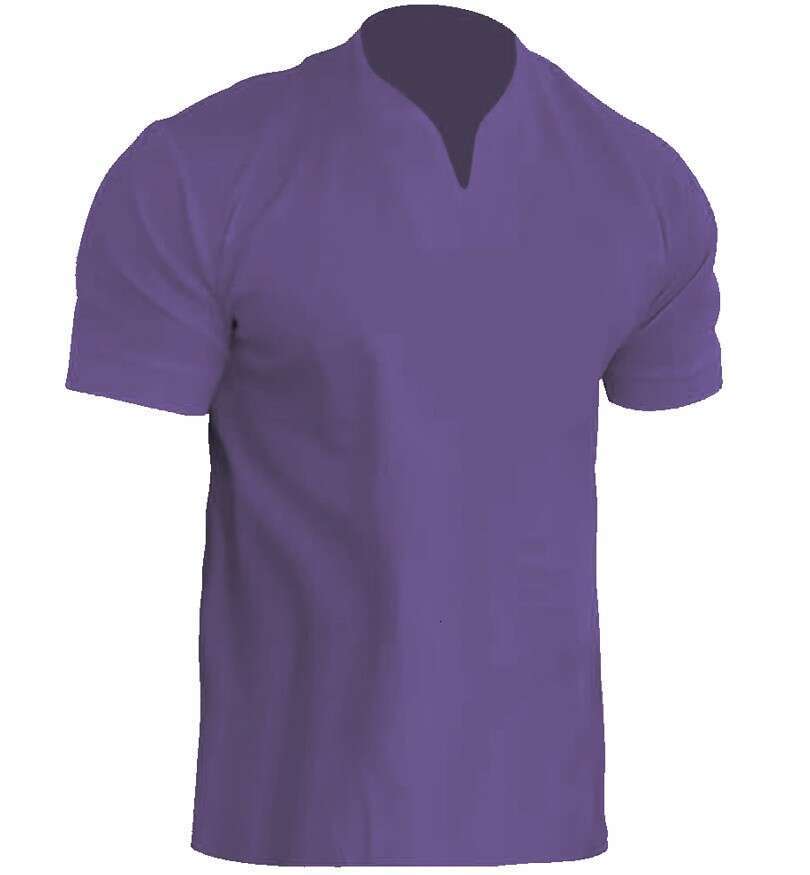 Foreign Trade Muscle Men Fitness Plus Size Sports T-Shirt Men's Elastic Cotton Pocket Short Sleeve Summer V-Neck Polo Shirt