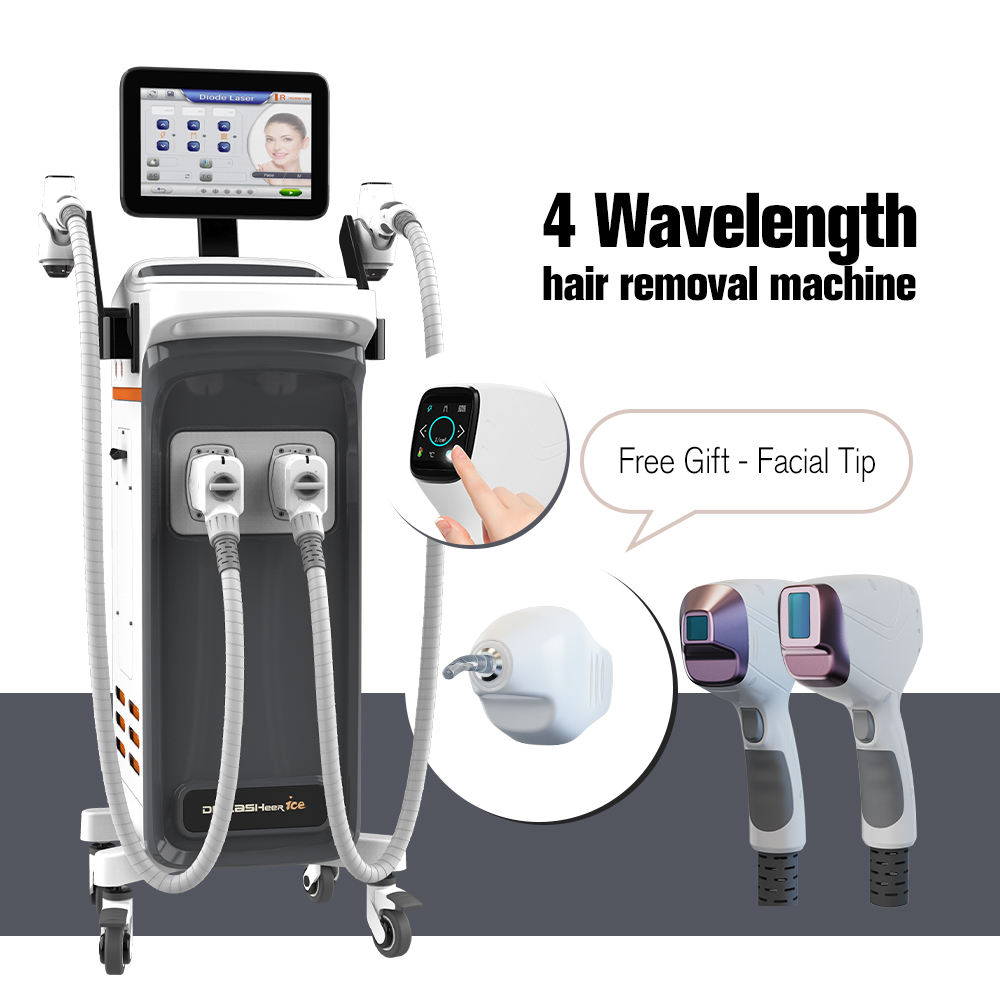 Professional 4 Wavelength Diode Laser Hair Removal Machine 755nm 808nm 940nm 1064nm Ice Cooling Painless Permanent Hair Removal Equipment For Salon Sp