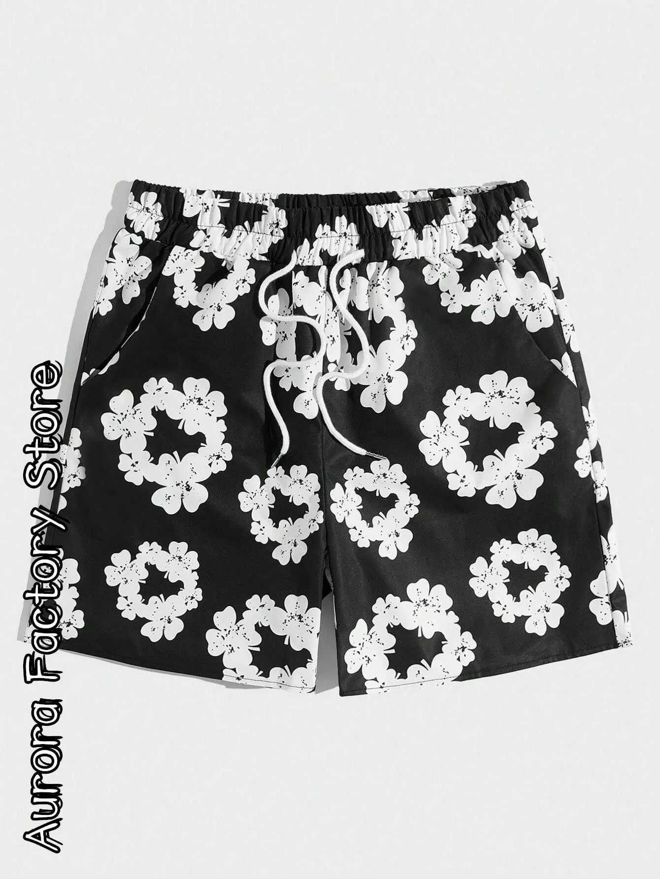 Summer mens fashionable shorts retro floral print clothing boys and childrens casual Hawaiian vacation shorts mens fashionable beach shorts X2504101