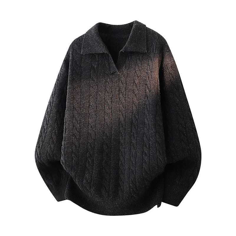 Fashion Mens Long Sleeve Knit Pullover Shirt Style Collar 2025 Fall Casual Loose Fit Comfortable Versatile Sweater Men Knit Sweatercoat Y251110