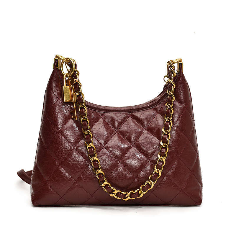 Women Elegant Crossbody Bag With Chain Strap Sophisticated Golden Tone Hardware, Everyday Formal Events Synthetic Faux Leather Handbag For Women,