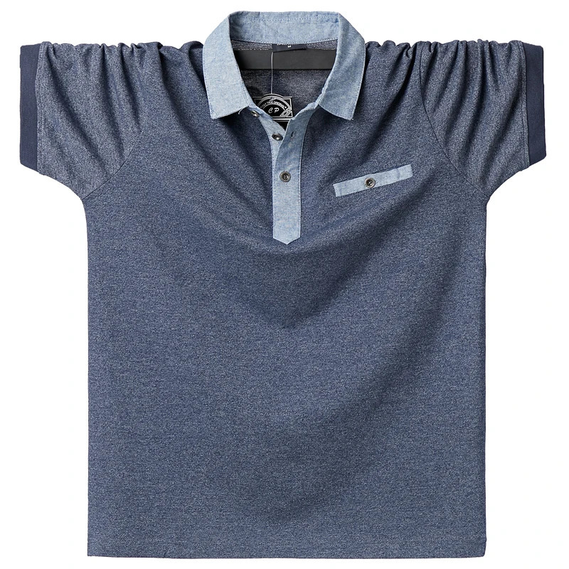 Large 6XL 5XXL summer mens polo shirt cotton short sleeved pocket oversized solid top tee 250410
