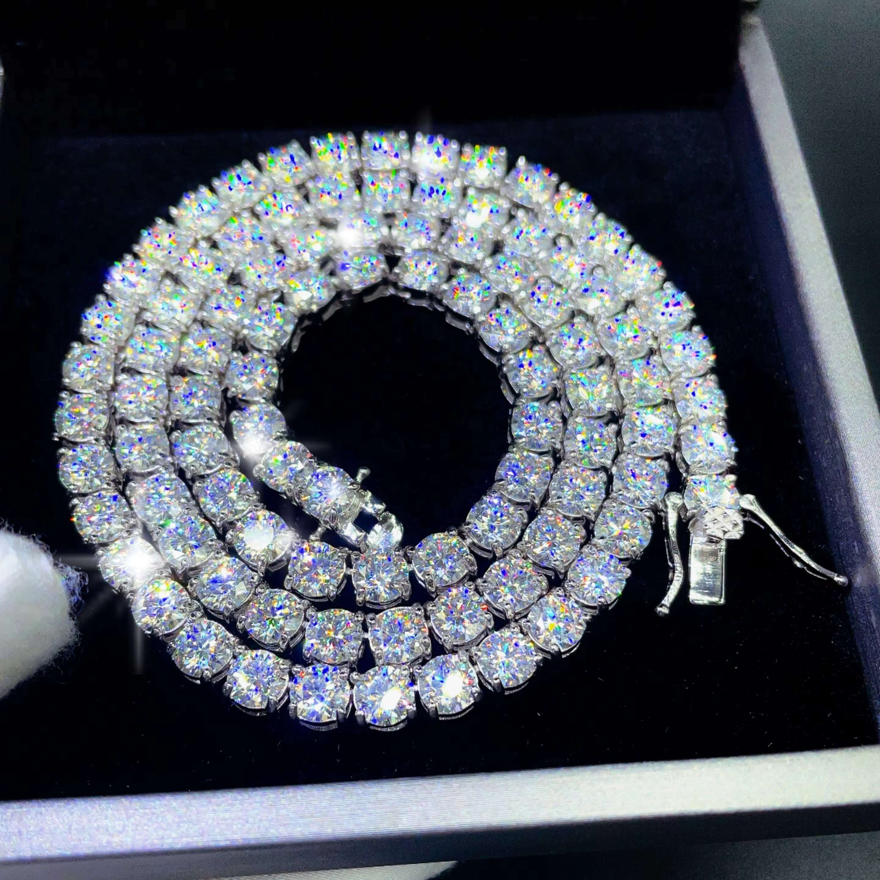 Sterling Silver Jewelry Hip Hop 5mm Moissanite Tennis Chain Pass Diamond Tester VVS Diamond Chain