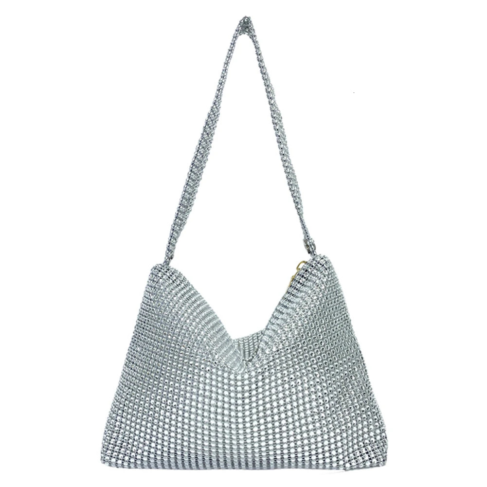 Glitter Shoulder Bag Handbag Elegant Women Lady Fashionable Shoulder Handbag Zipper Closure Large Capacity Everyday Shoulder Bag 251107
