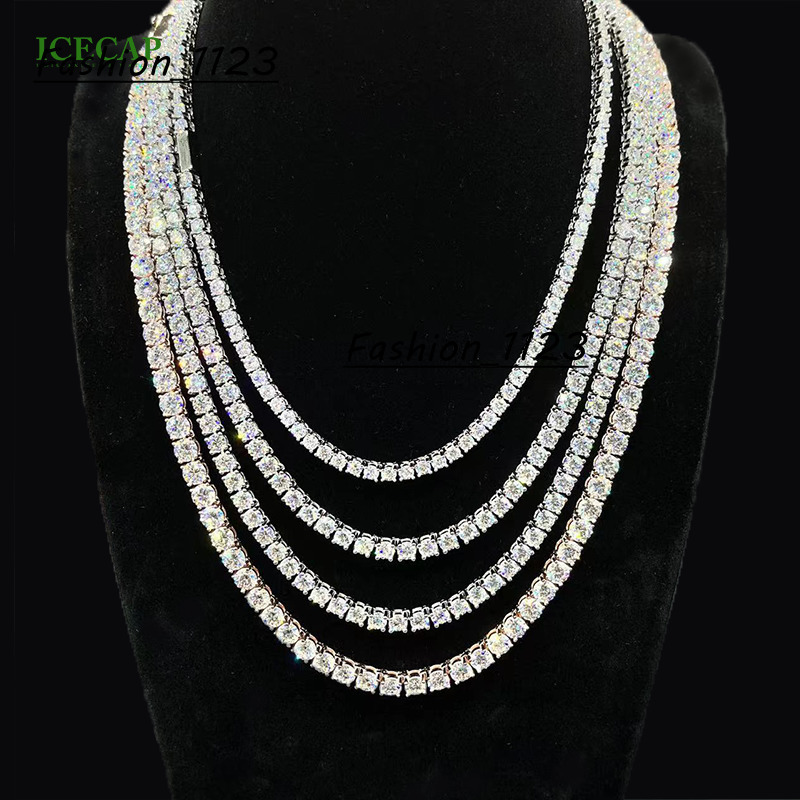 925 Silver Moissanite Necklace Past Diamond Tester White D VVS Moissanite Iced Out Hip Hop Tennis Chain Necklace