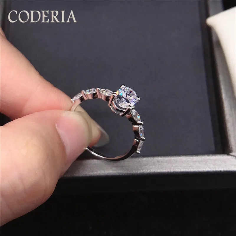 1 CT 2CT Oval Ring 925 Sterling Silver Plated 18K Gold Engagement Rings Pass Diamond Test Jewelry 251103