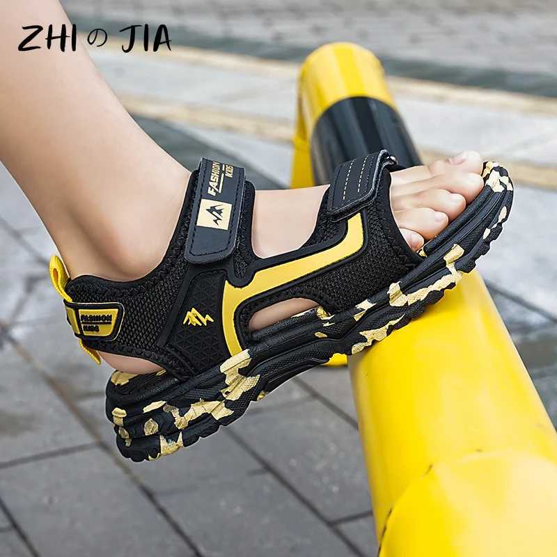 Summer popular hook and loop buckle camouflage beach sandals childrens sports sliders boys lightweight anti slip shoes Z250410