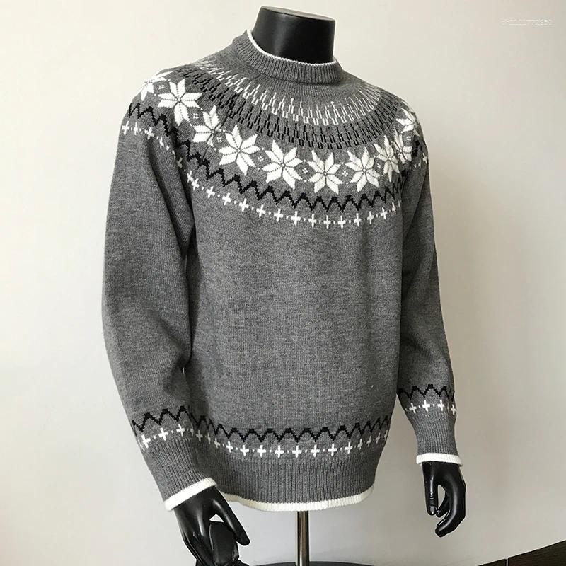 Men's Sweaters Vintage Icelandic Knit Sweater Male Autumn Winter Heavyweight Color Block Pattern Knitwear Christmas