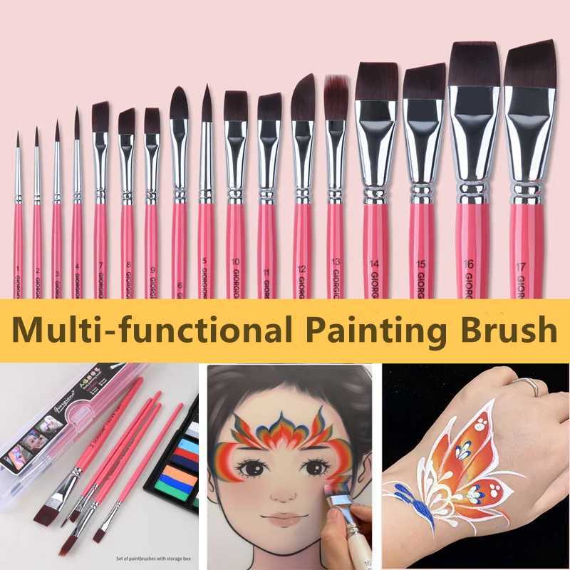 7/10/17 Pcs Multi-functional Face Body Paint Brushes High Quality Sky Blue Artist Watercolor Painting Makeup Tool Make Up Brush L251110