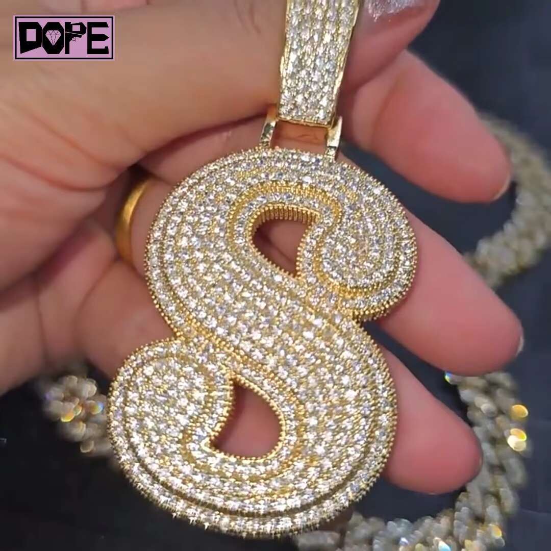 Iced Out Mossanite Pendant Big Initial Pendant Letter D VVS 925 Silver Custom Moissanite Pendant