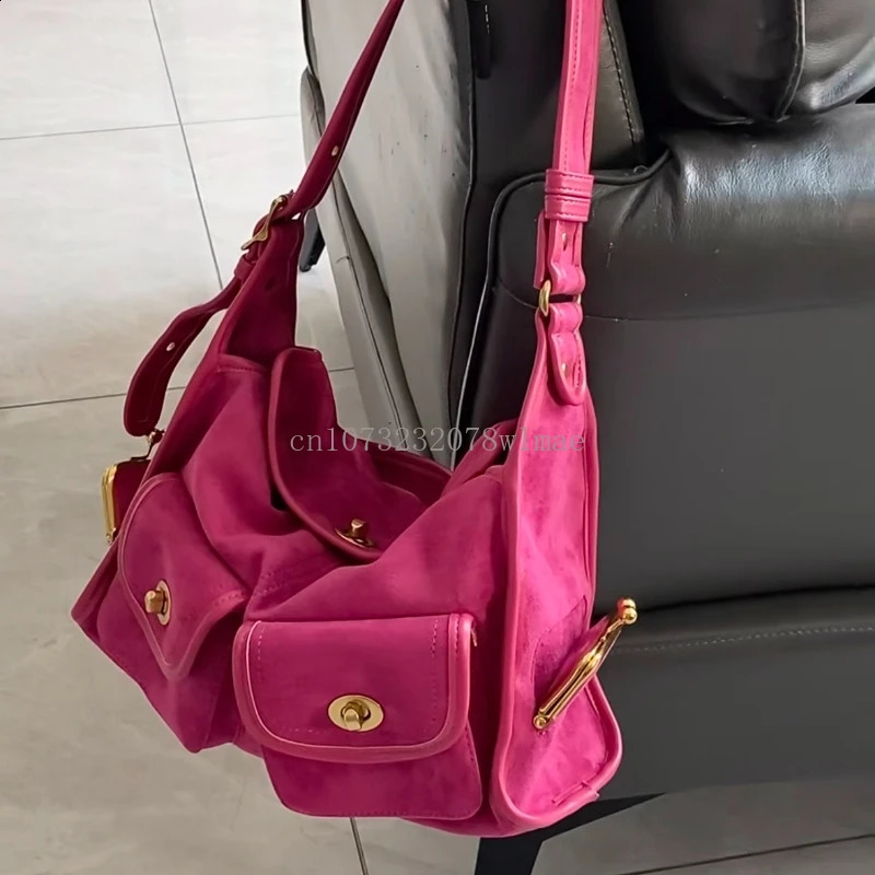 Faux Suede Shoulder Bag Casual Fashion Vintage Large Capacity Crossbody Bag Trendy Versatile Women Lady Handbag Tote Bag 251106