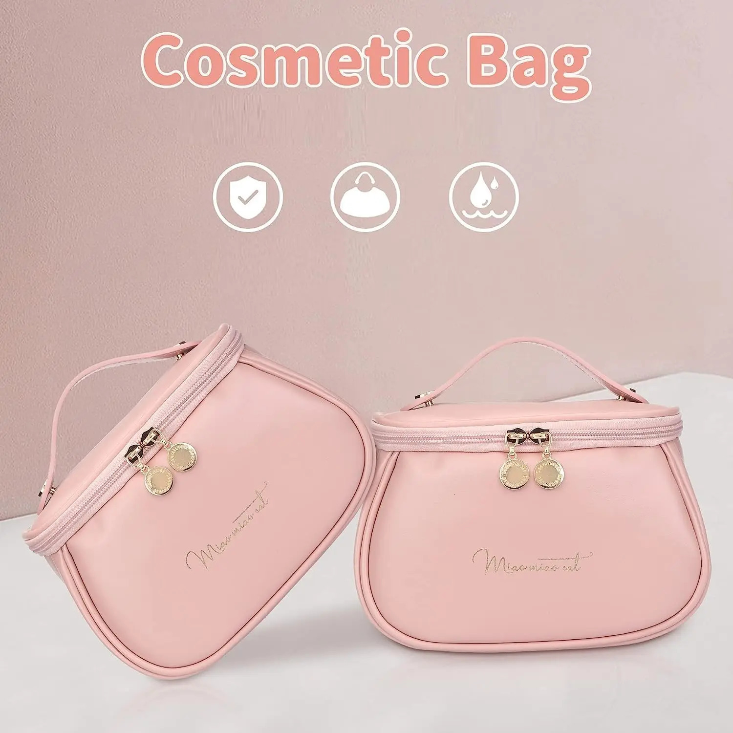Large Capacity Cosmetic Travel Bag Womens Makeup Travel Bag Portable Leather Cosmetics Bag Makeup Storage Bags with Handle 251110