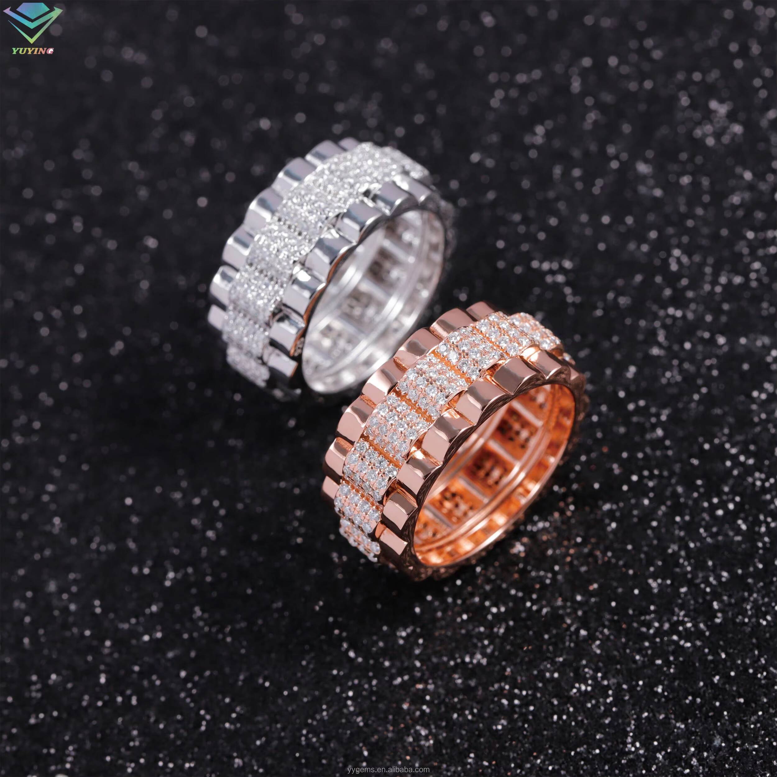 New Arrival Mossanite Ring Fine Jewelry 925 Sterling Silver Hip Hop Ring for Men Women VVS Moissanite Diamond Cuban Ring