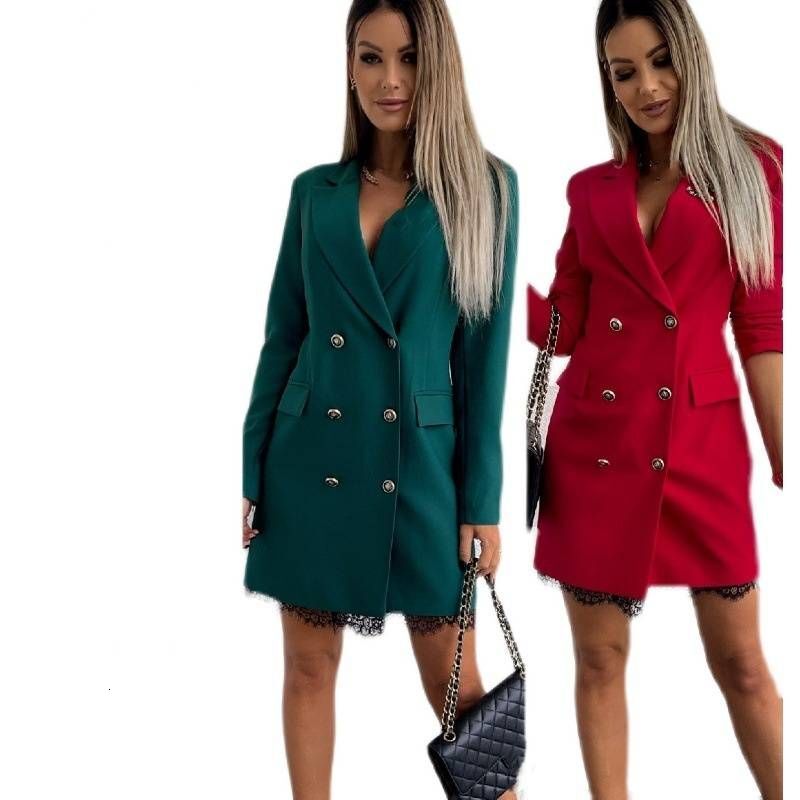 Women's Clothing New Double Breasted Lace Suit Dress