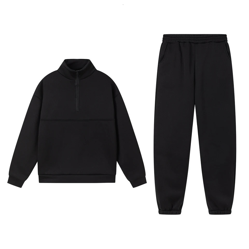 European and American Cross border AutumnWinter Fashion Zipper Collar Solid Color Casual Two Piece Set 251110