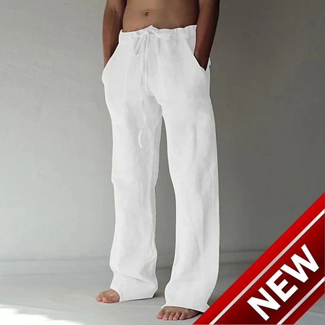 2025 new mens lightweight spring and autumn casual pants loose and versatile slightly elastic solid color straight leg pants