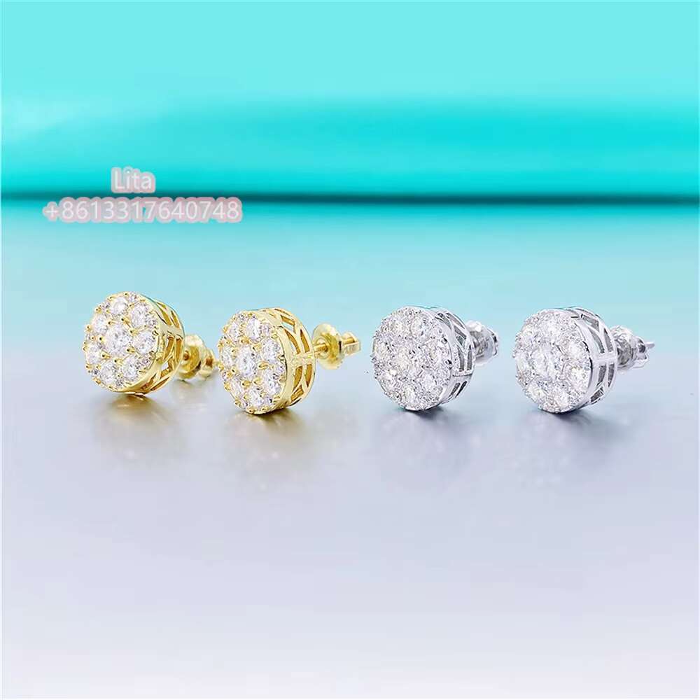 Fine Jewelry Fashion 14k Gold Plated Silver Womens Moissanite Small Diamond Stud Earrings