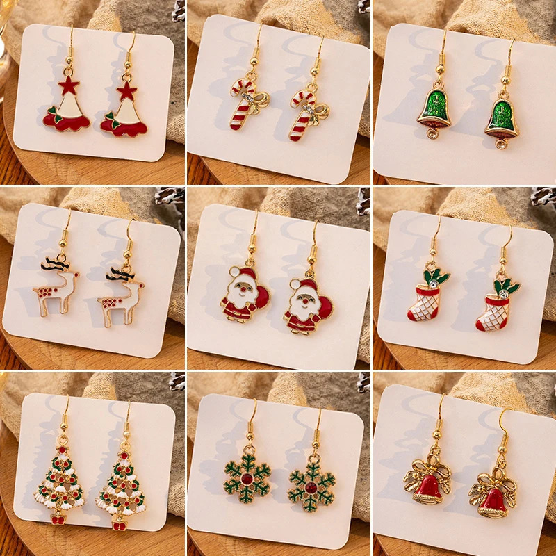 Vintage Metal Christmas Tree Dangle Earrings for Women Fashion Socks Santa Claus Snowflake Drop Earings Year Party Jewelry 251031