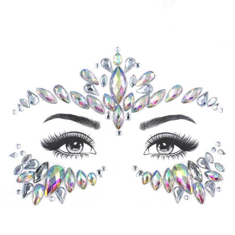 3D Sexy Facial Tattoo Crystal Stickers Temporary Tattoo Flash Fake Tattoo Rhinestone Makeup Womens Party Facial Jewelry Tattoo W250410