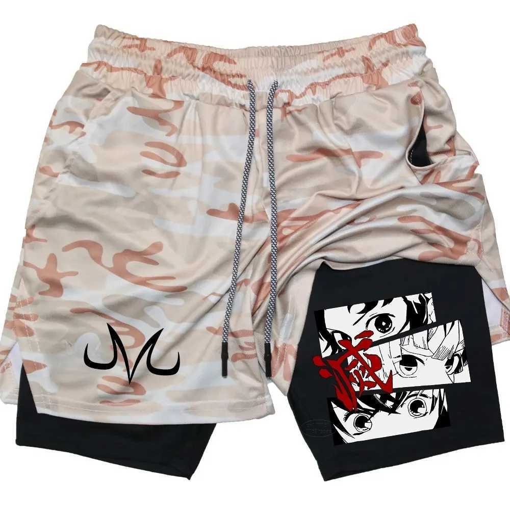 Mens Fitness 2-in-1 Towel Shorts Quick Drying Gym Exercise Summer Running Breathable Double Layer Printed Shorts M-3XL X250410