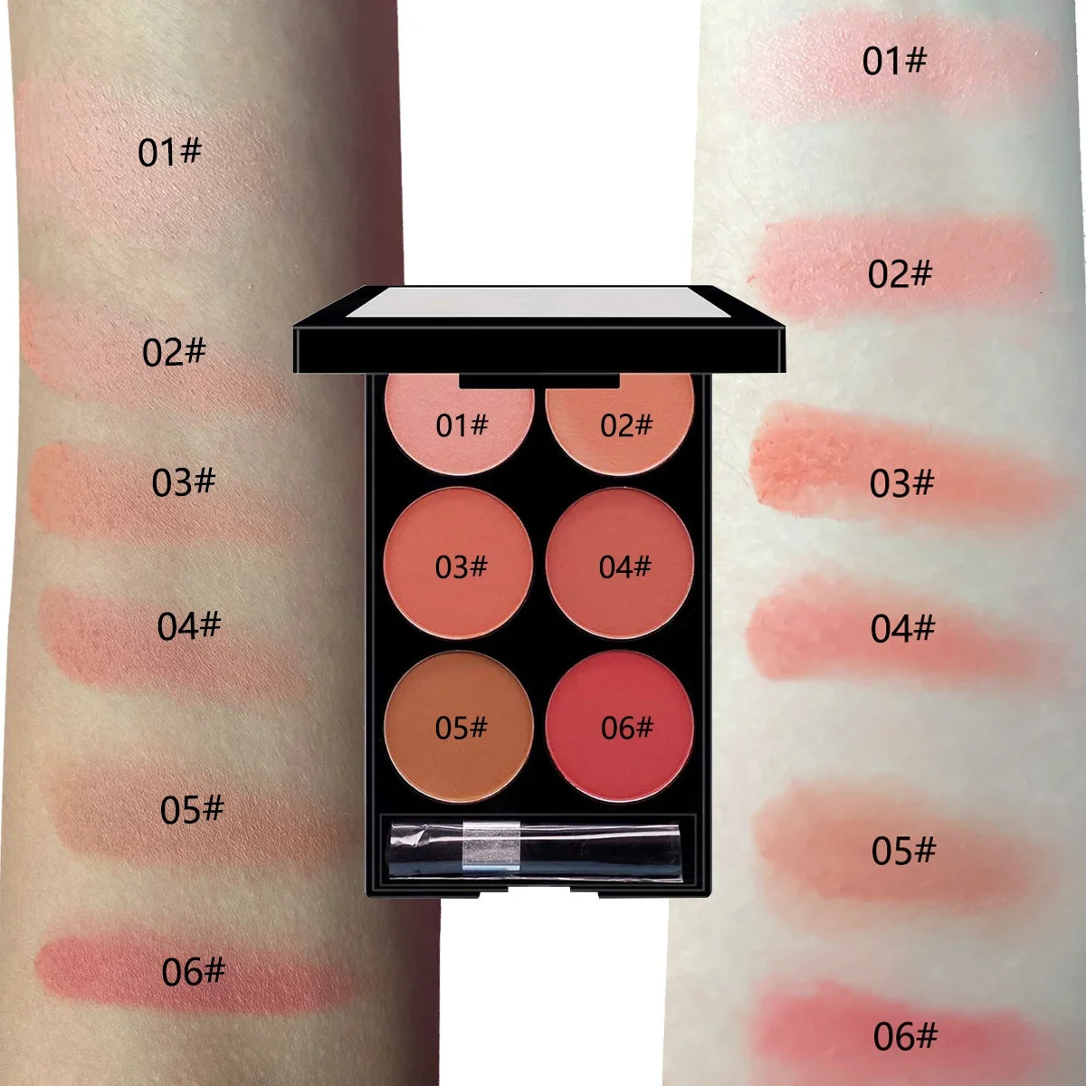 6color powder blusher and contour integrated palette pearl matte makeup 250325