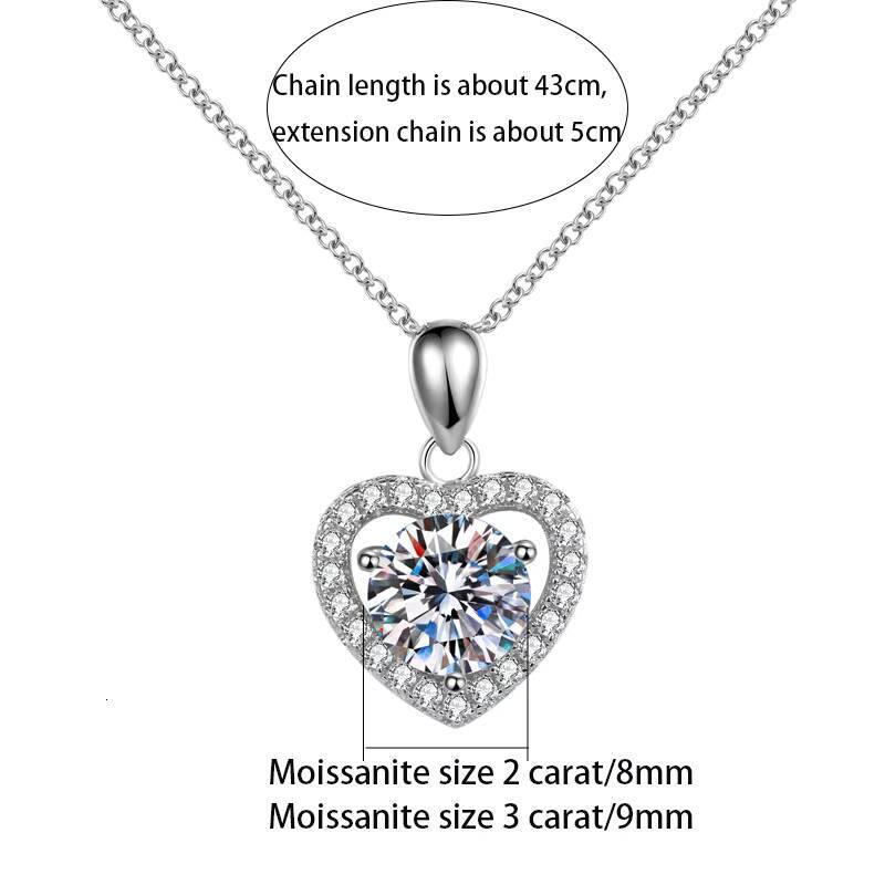 S925 Silver Moissanite Pendant Necklace for Women 2-3ct Simple Luxury Design for Weddings Holidays Great Gift Idea