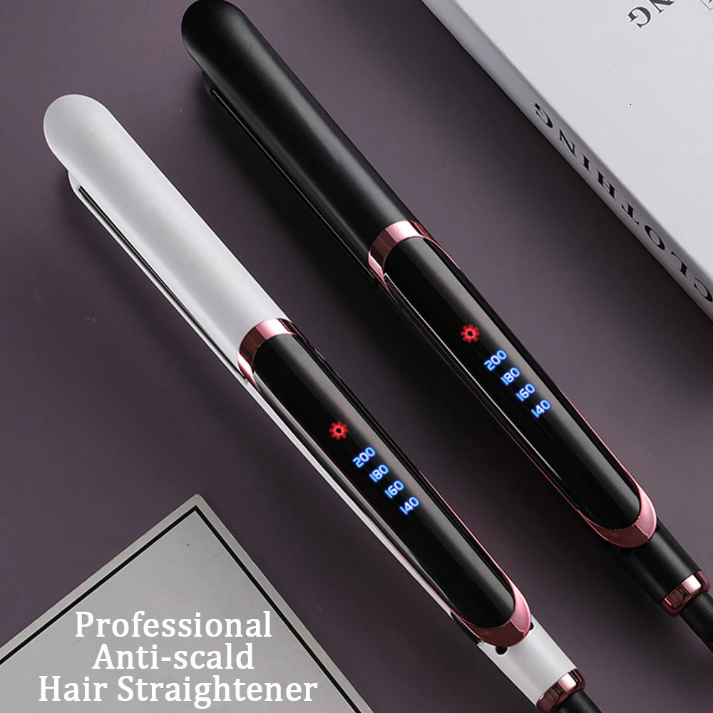 Flat Iron Hair Straightener and Curler 2 in 1 With AntiScalding Technology 30S Heat Up Ceramic Floating Plates For All Hair Type 251107