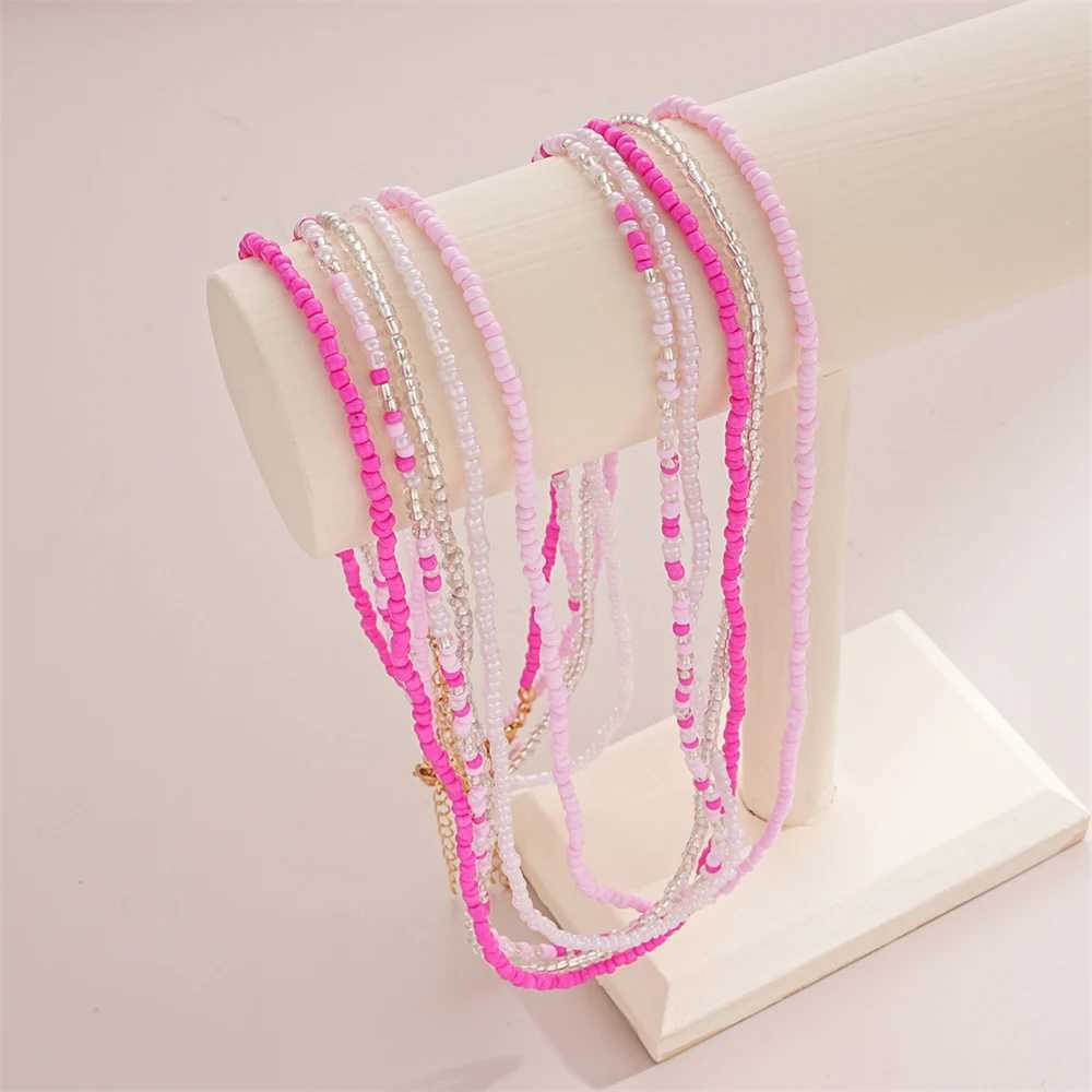 4-5 piece handmade stackable R-bead waist chain used for colorful elastic decoration beach body chain jewelry in Wenbo River vacation X250410