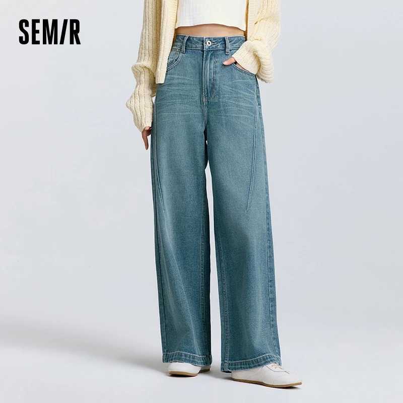 Semir Jeans Women High-waisted Wide-leg Trousers 2025 New Spring Long Trousers Street Style Trendy Versatile Trousers C251110