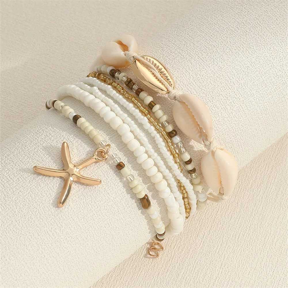 7PCS Multi-layer Bohemian-style Bracelet for Women Hawaiian Beach-style Shell Starfish Woven Beaded Bracelet Jewelry AccessoriesT251110