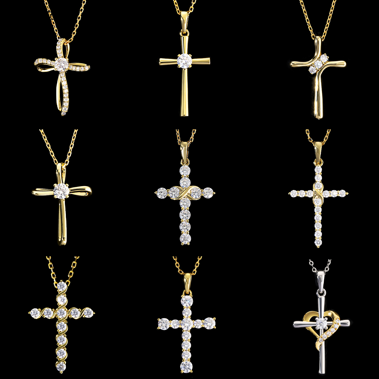 Stunning Moissanite Diamond Cross Christian Pendant S925 Sterling Silver Cross Religious Jewelry Present Necklace for Men Women