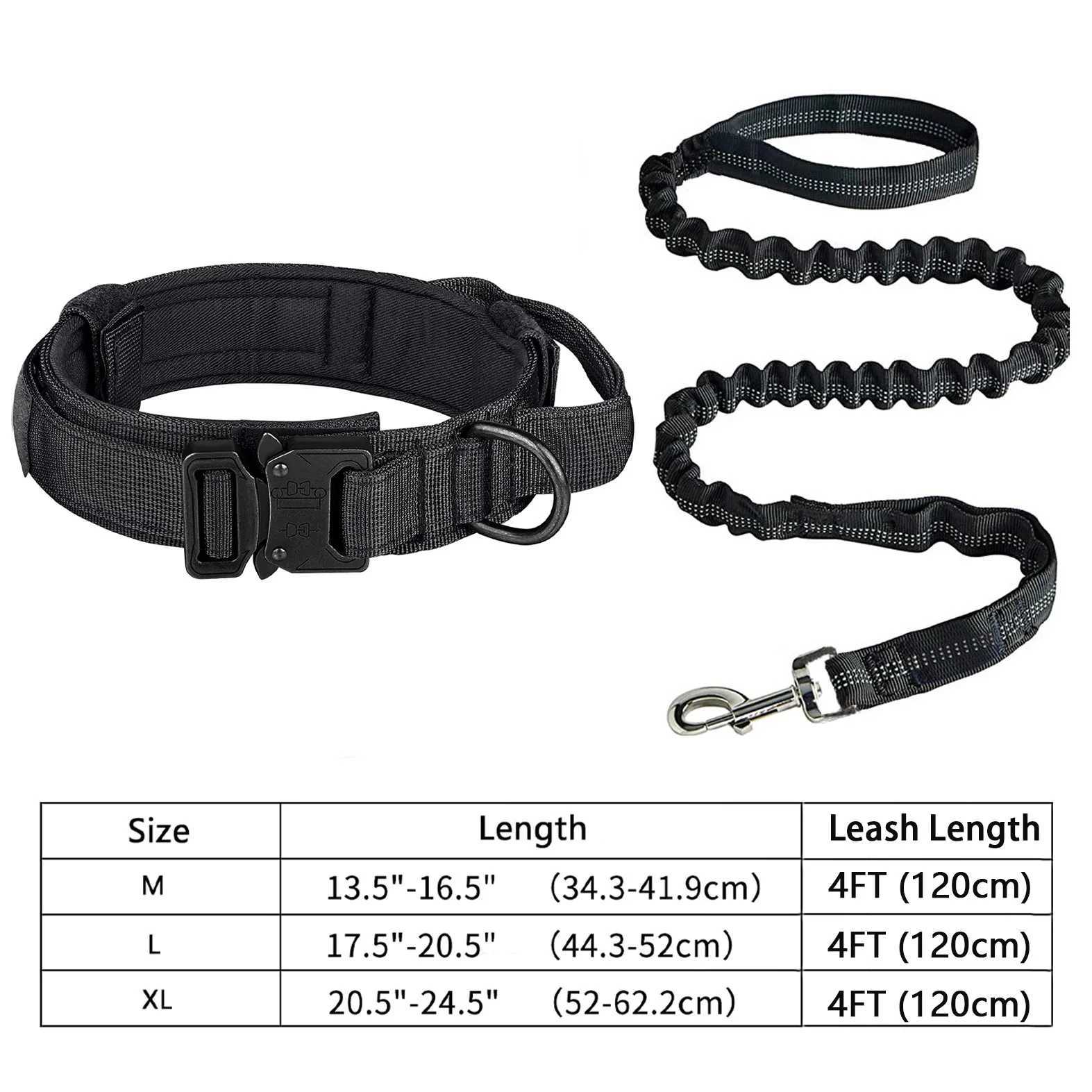 Heavy-Duty Military Tactical Dog Collar Leash Set Adjustable Durable For All sized dog J251110